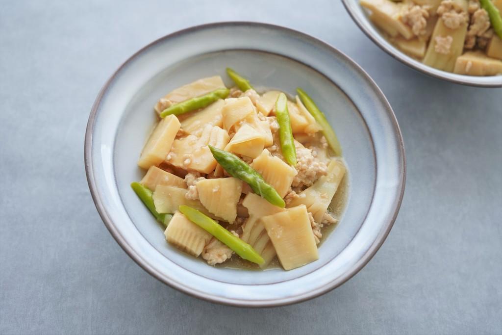 たけのことアスパラのそぼろ煮【介護食のレシピ＃37】